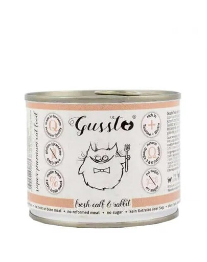 GUSSTO Cat Fresh Calf & Rabbit conserve pour chats 200 g